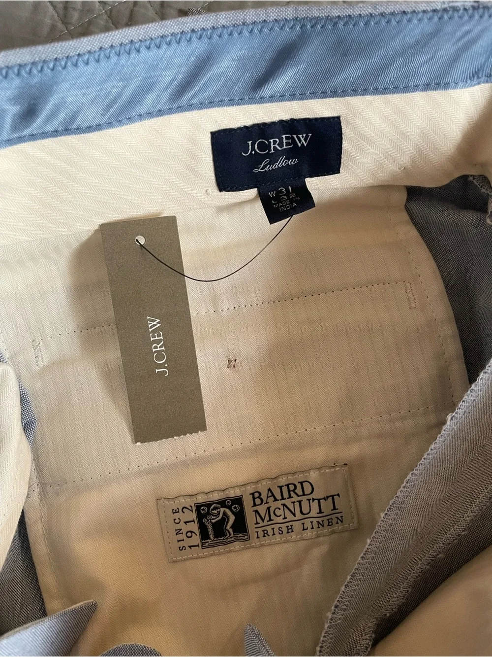 J. CREW Ludlow Slim-fit suit pant in Baird McNutt Irish cotton-linen Size 31